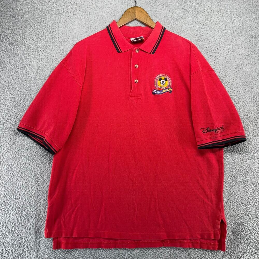 Vintage Disney Polo Shirt Mens XL Red Embroidered Logo Resort Disneyana 2001 y2k